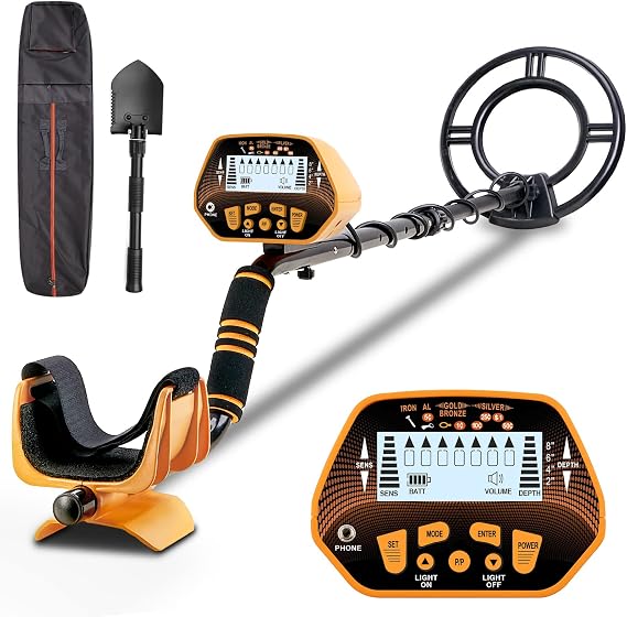 SUNPOW Metal Detector for Adults & Kids, High Accuracy Adjustable Metal Detector, Big LCD Display with Backlight, with Pinpoint & All Metal & DISC Mode, 10" IP68 Waterproof Search Coil