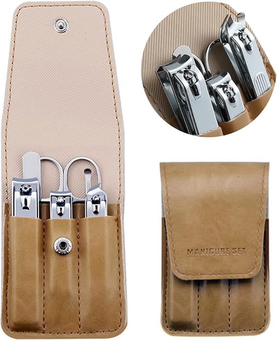 Nail Clipper Set for Men, Manicure Kit with Case, Travel Grooming Gift