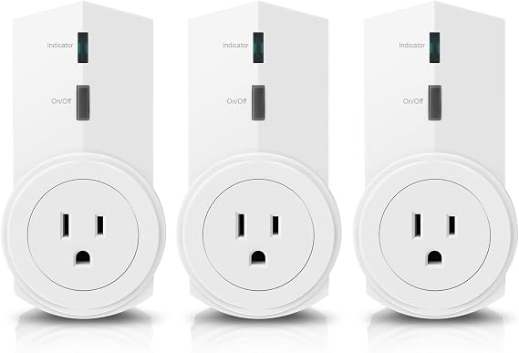 Aluratek AWHAS0103F Smart Outlet Wireless Remote Light Switch, White -3 Pack