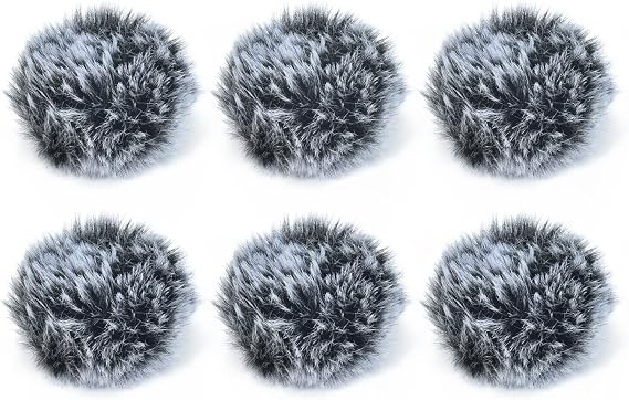 Cubilux Furry Windscreens for Mini Lavalier Microphones, Dead cat, 6 Pack
