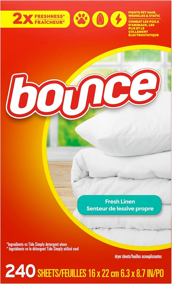 Bounce Fabric Softener Sheets, Fresh Linen Scent, 240 Count