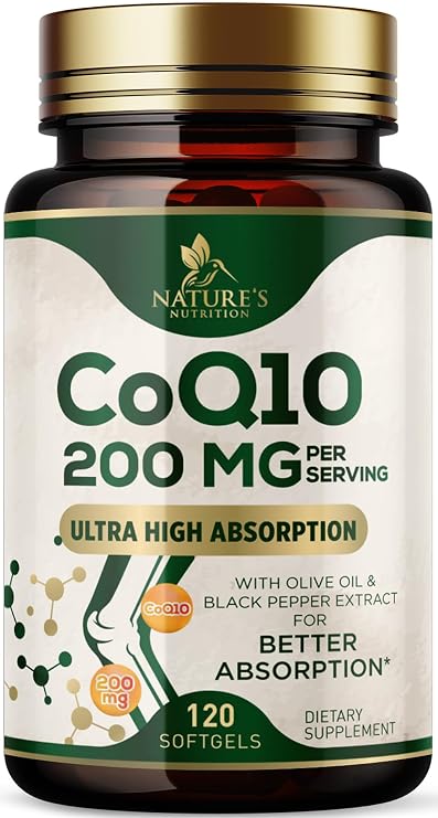 CoQ10 Softgels - Coenzyme Q10 200mg Per Serving - Extra Strength Coenzyme Q10 Supplement - Piperine for Enhanced Absorption - CoQ10 Antioxidant for Heart Health Support - Bottled in USA - 120 Softgels