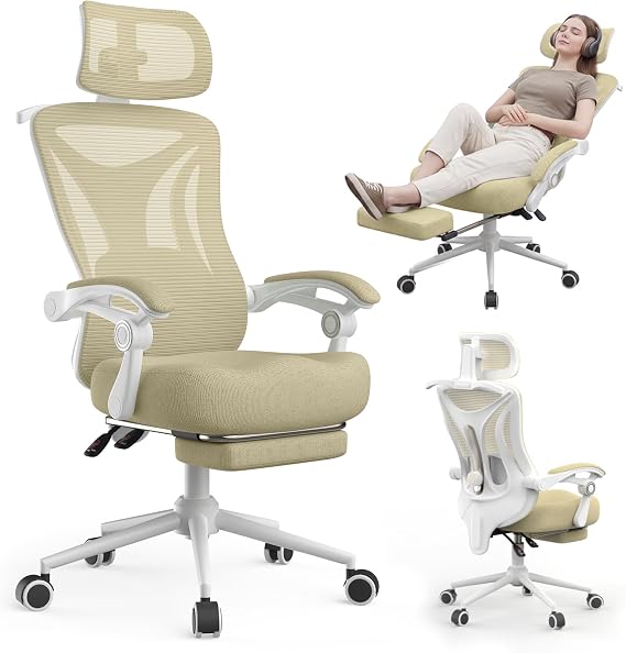 CYKOV Ergonomic Office Chair, Reclining, Footrest, Adjustable Lumbar, 350LB