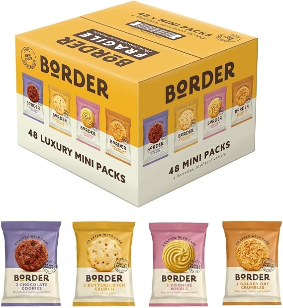 Borders Biscuits 48 x Mini Mixed Flavour Contains 4 Flavours Cookies Assortment