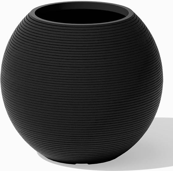 Veradek Strata Series Sphere Planter - Round Outdoor Planter | Made From a Durable Plastic-Stone Composite. Easy Assembly, Modern Porch/Patio Decor for Plants and Flowers