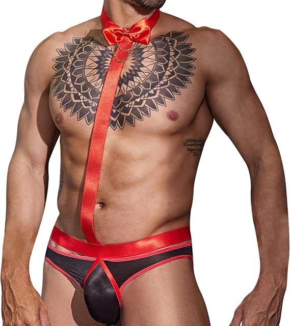 FRENZCOY Men's Sexy Underwear Mankini Swimsuit Soft Stretch Suspender Bodysuit Thong Swimwear for Gag Gifts, Costume Parties