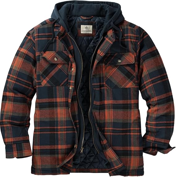 Legendary Whitetails Mens Flannel Shirt Jacket Plaid Hooded Shacket