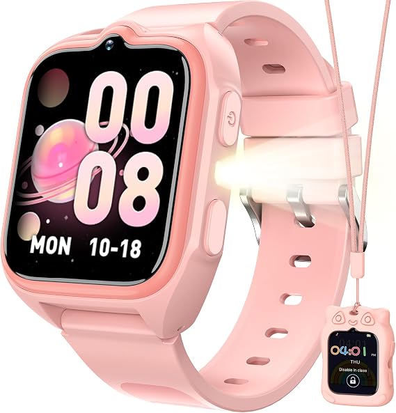 Blackview Kids Smart Watch with 32 Puzzle Games, HD Camera & Video Recording, 1.75" Touch Screen, Flashlight,Music Player, Pedometer, Alarm