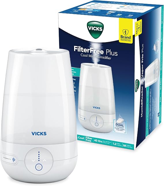 Vicks Filter-Free Cool Plus Mist Humidifier for Medium Rooms, 1.2 Gal