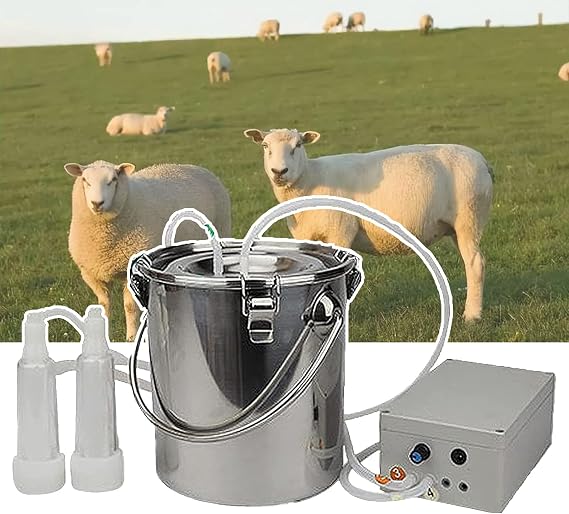 Electric Cows Sheep Milking Machine(3L/5L/10L), Pulsation Vacuum Pump Milker, Automatically Stops When Milk Full, Comfortable Milk Extraction, for Dairy Cow Goat,5L,Sheep