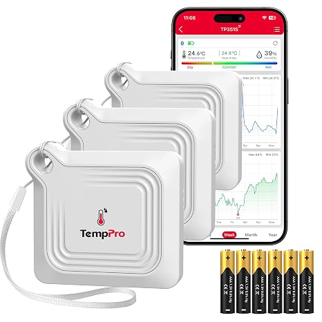 TempPro TP351 Bluetooth Hygrometer Thermometer, Humidity Monitor, 3Pack