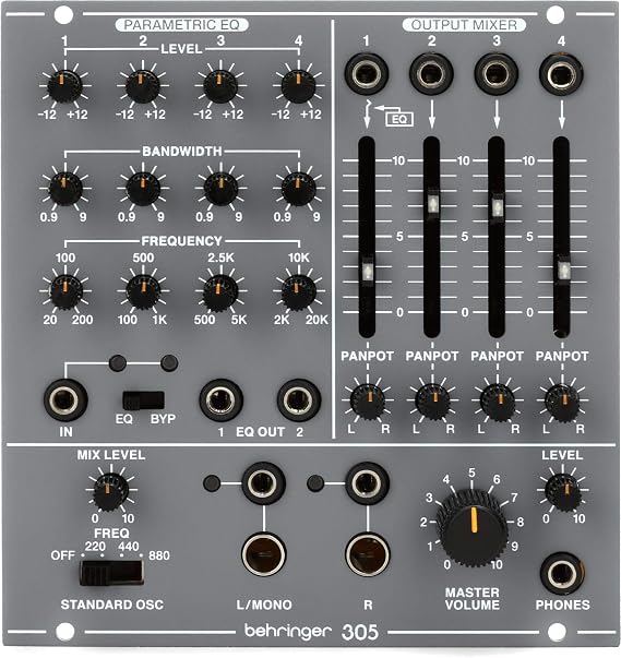 Behringer 305 EQ/MIXER/OUTPUT Legendary Analog Parametric EQ, Mixer and Output Module for Eurorack