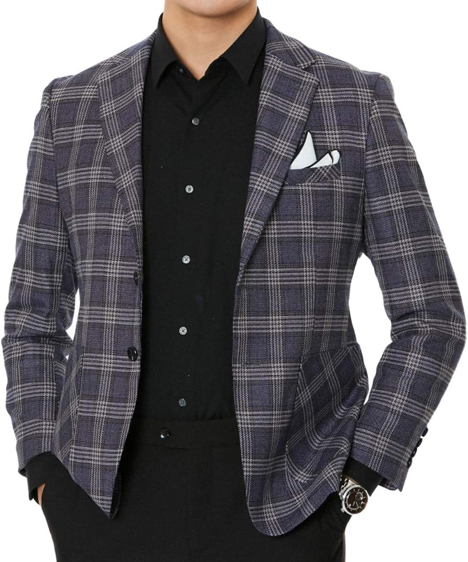 Navy Blazer, Autumn and Winter Blazer, Men's, Tailored Jacket, Checked, Large Size, Suit Coat, Men's Business, Outerwear, Casual, For Commuting To Work, Graduation Ceremony, Spring