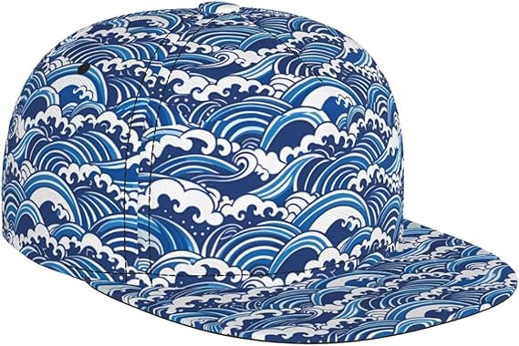 Baseball Cap for Men Women, Adjustable Flat Brim Snapback Hat, Trendy Novelty Pattern Hip Hop Style Hat