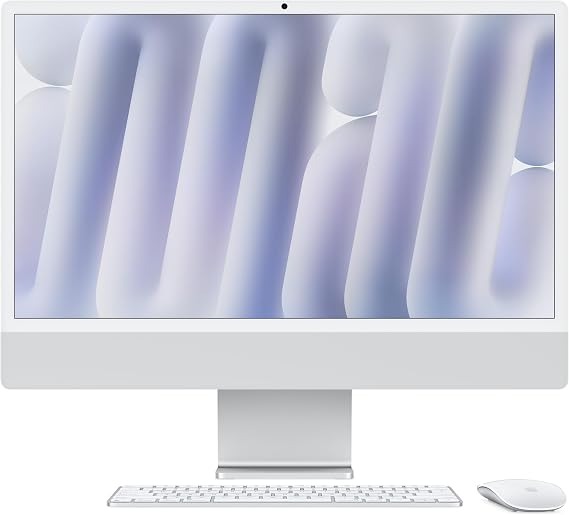 Apple iMac All-in-One Desktop Computer with M4 chip with 8-core CPU and 8-core GPU: Built for Apple Intelligence, 24-inch Retina Display, 16GB Unified Memory, 256GB SSD Storage; Silver