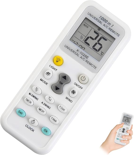 Universal AC Remote LED Display 1000-in-1 Controller Timer Cool Heat