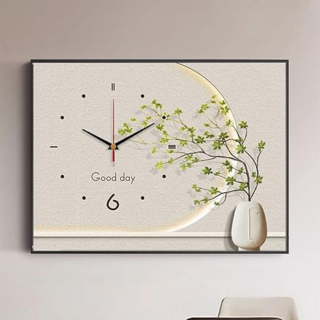 Electric Meter Box Decorative Painting with Clock, Decorative Fuse Box Cover Cabinet, Hide Electrical Panel Meter Breaker Wall Mounted Cover for Home Office(Color C-R,45x35cm/17.7x13.8in)