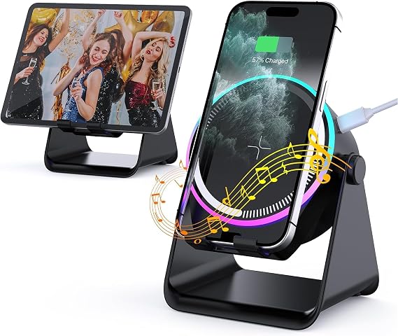 Gifts For Men,Wireless Induction Bluetooth Speaker with Charger Phone Stand