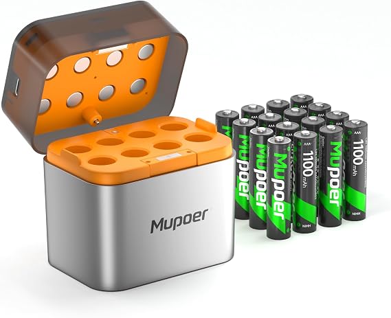 AAA Rechargeable Batteries with Charger 16Pack,Battery Charger AA/AAA,Triple A Batteries Rechargeable Battery,3A High Capacity Batteries 1100mAh 1.2V,Charger for Lithium Battery,Camera Battery Charger
