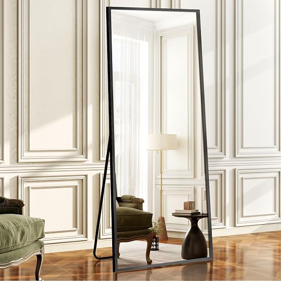 GlasFlength 64"x21" Full Length Mirror Rectangle Body Dressing Floor Standing Mirrors for Bedroom & Cloakroom, Black
