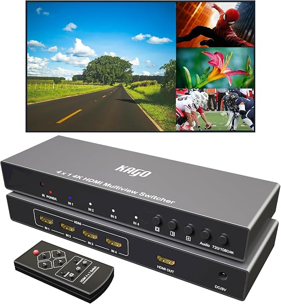 KAGO 4K HDMI Multi Viewer 4x1 Quad Switcher