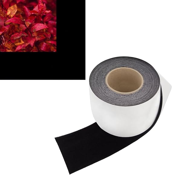4 in x 30 ft - Vibrancy Enhancing Projector Screen Felt Tape Border Deepest Black Ultra High Contrast Flocking for DIY Screen Borders Absorbs Light, Brightens Image & Stops Bleed