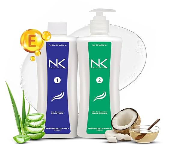 NK Professional Care Keratin Hair Straightening Treatment for All Hair Type, Nourishes, Reconstructs, and Smooths Hair, 450ml, 15oz