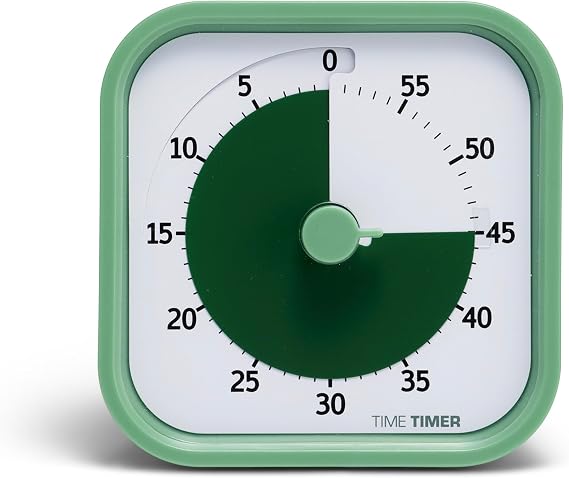 TIME TIMER Home MOD 60-Minute Visual Timer Home Edition, Silent Operation Study Tool for Kids Desk, Homeschool Supplies, Office & Meetings (Fern Green)