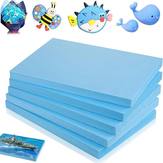 5 Pack High Density Polystyrene Foam Boards with 1 Ruler, XPS Foam Sheets, 30x20x2cm Thick Craft Foams Boards for DIY Crafts, Modeling, Sculpture, Architecture, Diorama Scene Base Projects