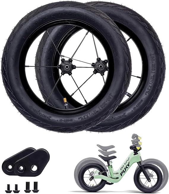 PUKY Next 14 Inch Wheel Set Black | 2 x Pneumatic Tyres 14 Inch | For Children's Balance Bike from 2-6 Years | PUKY Balance Bike Tyres | FlipChip Wheels | Replacement Parts for Learning Balance Bike |