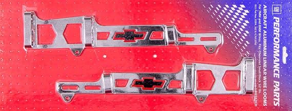 Proform Spark Plug Wire Loom, Valve Cover Mount, 7-8 mm, Chevy Bowtie Logo, Aluminum, Chrome, Small Block Chevy, Kit