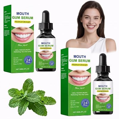 2 Pcs Gum Restore Drops, Gum Repair for Receding Gums and Stain Removal, Bad Breath Treatment for Adults, Oral Care Drops, Mint, 60ml