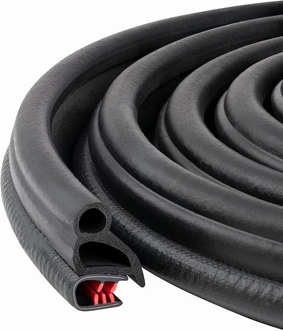 Black Door Rubber Seal Large Grip Range 61/64" Bulb Height x 17/64 Grip Range x 43/64" U Height (10 Feet)