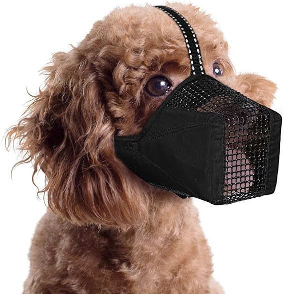 Dog Muzzle, Adjustable Soft Mesh Muzzle Anti-Biting, Chewing, Scavenging
