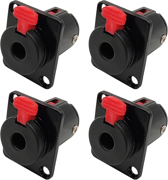 6.35mm Stereo Female Panel Mount Locking Style D Series Connector TRS 1/4 Mono Input Jack Socket Adapter for Guitar 4pcs