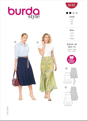 Burda Style Misses Fitted Skirt, Code 6142 Sewing Pattern Kit, Sizes 8-18, Multicolor