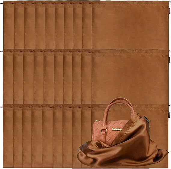 GONGKANGYUAN 30 Pack Dust Bags for Handbags Travel Storage Pouch, Silk Handbag Dust Cover Bags for Purses Pocketbooks Shoes Boots