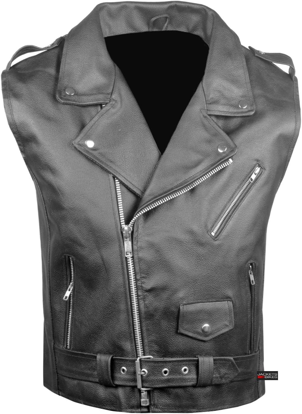 Jackets 4 Bikes Men's Classic Buffalo Leather Motorcycle Biker Vest | Vintage Cruiser Vest for Men, | Stylish Street Club Riding Black XL