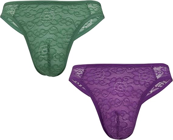 MINFORYUN Mens Lace Thong Underwear Sexy Low Rise Comfortable Panties S-4XL