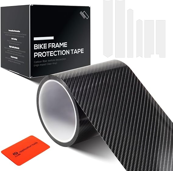 CNC Bike Frame Protection Tape,Bicycle Frame Protector Sticker-Frame Protection Paint Film 3m(4x118), Carbon Fiber Pattern Frame Guard Wrap for Mountain Bike/Gravel/MTB/Road Bike etc.