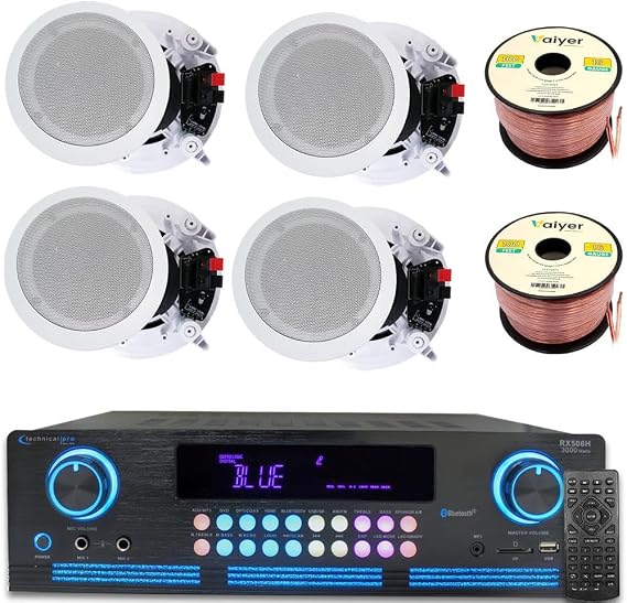 Technical Pro Home Theater Sound System Kit, 2000 Watts Bluetooth Amplifier