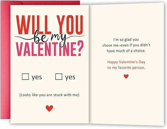 Funny Romantic Valentines Day Card for Boyfriend Husband, Humorous Love Card for Partner Anniversary or Valentine Gift, Will You Be My Valentine