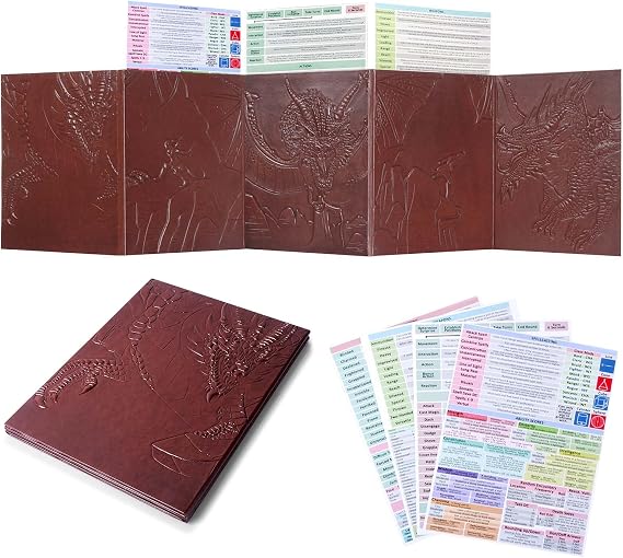 DND DM Screen 5 Panel Faux Leather Dungeon Master Screen