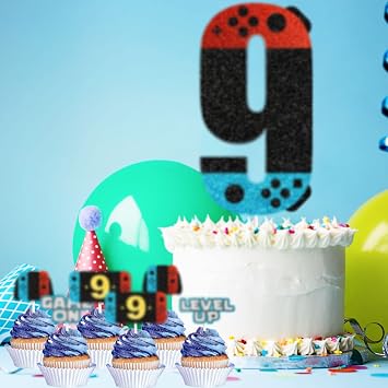 7 Pieces Game Unlock Cake Toppers Teen Level UP 9th Happy Birthday Game Controller Decorations Set, Boys and Girls Game Birthday Party, Game Night Party Decorations, Birthday Gifts for Kids. SugarGera