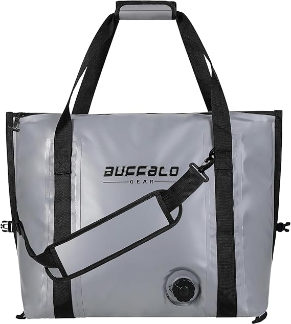 Buffalo Gear Insulated Fish Cooler - 27.5QT 58QT Waterproof Flat Bottom Bag, Leakproof and Fishing Kill Bag
