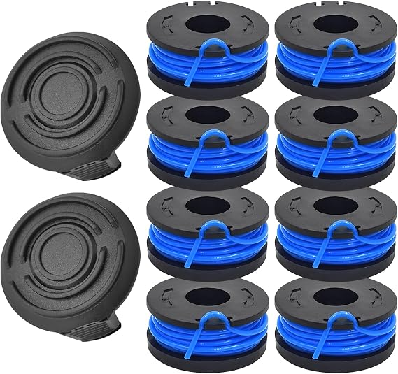 Replacement String Trimmer Line for Harbor Freight Bauer 19115C-B 20V Cordless Weed Wacker String Trimmer, 0.065" 10FT (8 Spools + 2 Caps)