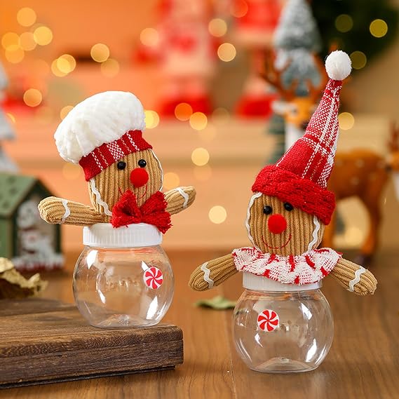 Christmas Candy Jars Gingerbread Men Jars Decorative Jars for Candies and Cookies 2 Set Xmas Jars for Winter Holiday Parties Art Decoration Gift for Kids