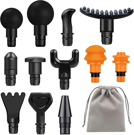 Massage Gun Heads for Hypervolt Go, 12 Replaceable Massager Gun Attachment | 12 Different Muscle Massager Heads Deep Tissue Percussion Plug and Play Salon Tools Home Pain Relief New Upgrade Massage Head