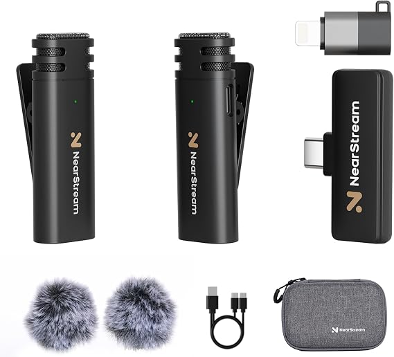 NearStream 2.4GHz Wireless Lavalier Microphone for iPhone/Android/Tablet/PC