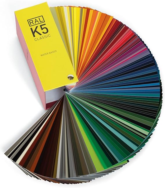 RAL K5 Color Chart, 215 Full Page Color Swatches, Gloss, 8 Languages